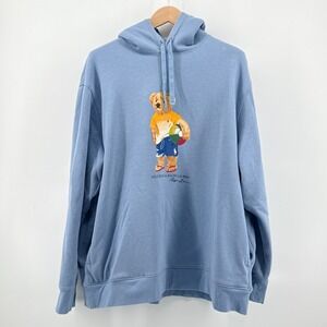 Polo Bear Fleece Hoodie by Ralph Lauren Mens Beach Bear Blue 2XB Sweatshirt